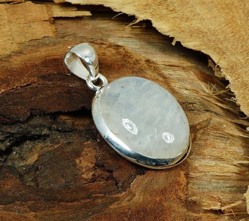 Solid 925 Sterling Silver Moonstone Gemstone Oval Pendant Handmade Jewelry Healing Pendant Statement Jewelry