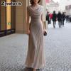 Oversized Ruched Chiffon Maxi Dress for Women