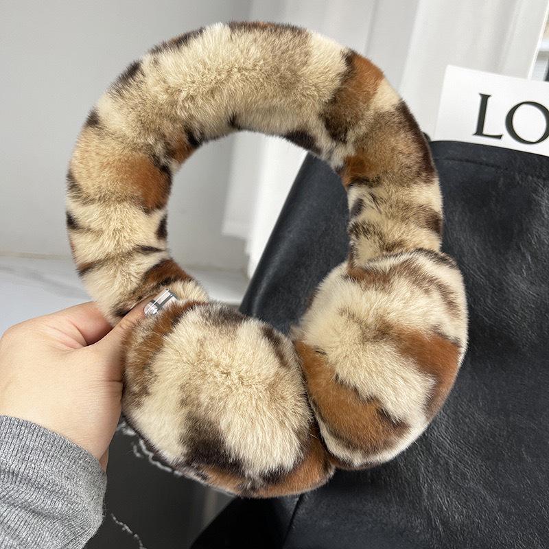 Foldable Plush Winter Earmuffs with Thick Rex Rabbit Fur - Cute Internet Celebrity Style