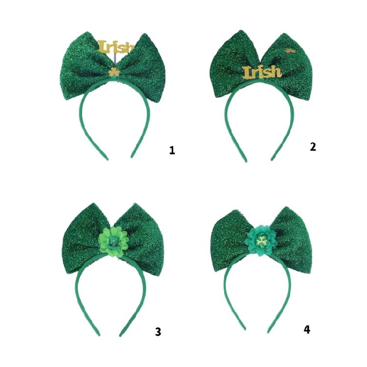 Festival Bowknot Headband with Shamrock Embellishments Hair Decoration for Patrick's Day and Other Festival Event