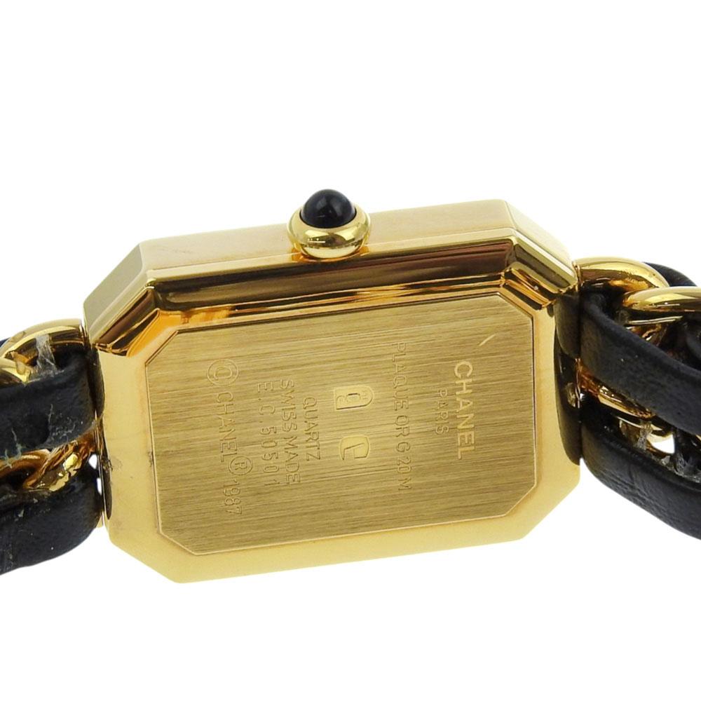Chanel Premiere S Watches H0001 blackDial Plated Gold/leather Quartz Analog Display Women Used