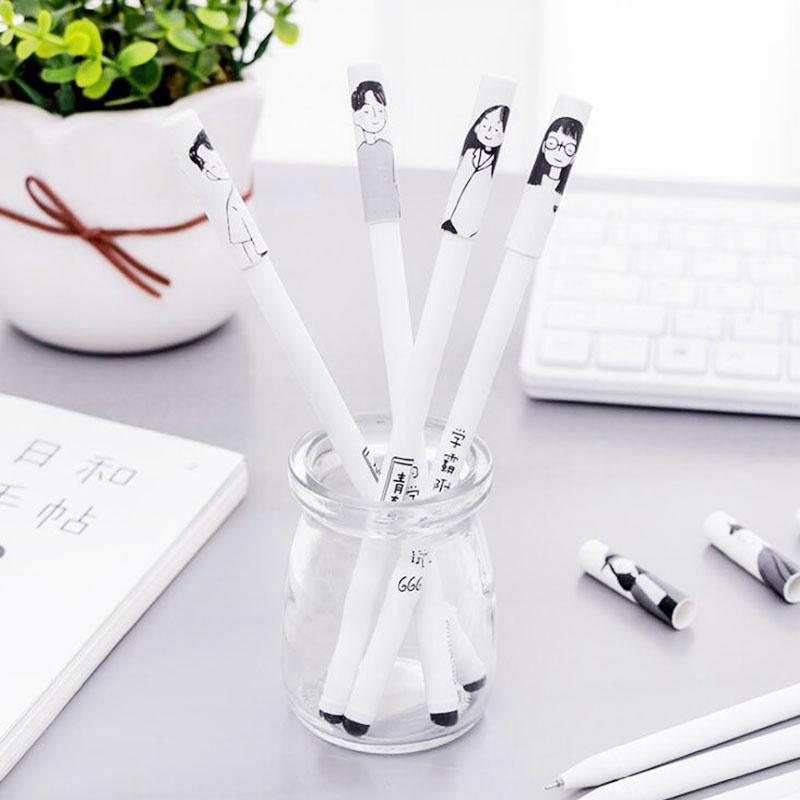 Text kreativní osobnosti Jednoduchý znak gelového pera Jehla plné černé neutrální pero 4ks