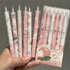 6Pcs/box Sweet American Pink Color Gel Pens for Kids Cream Bow Cake Dessert Stationery Gel Pen 0.5mm Black Ink Pen for Writing