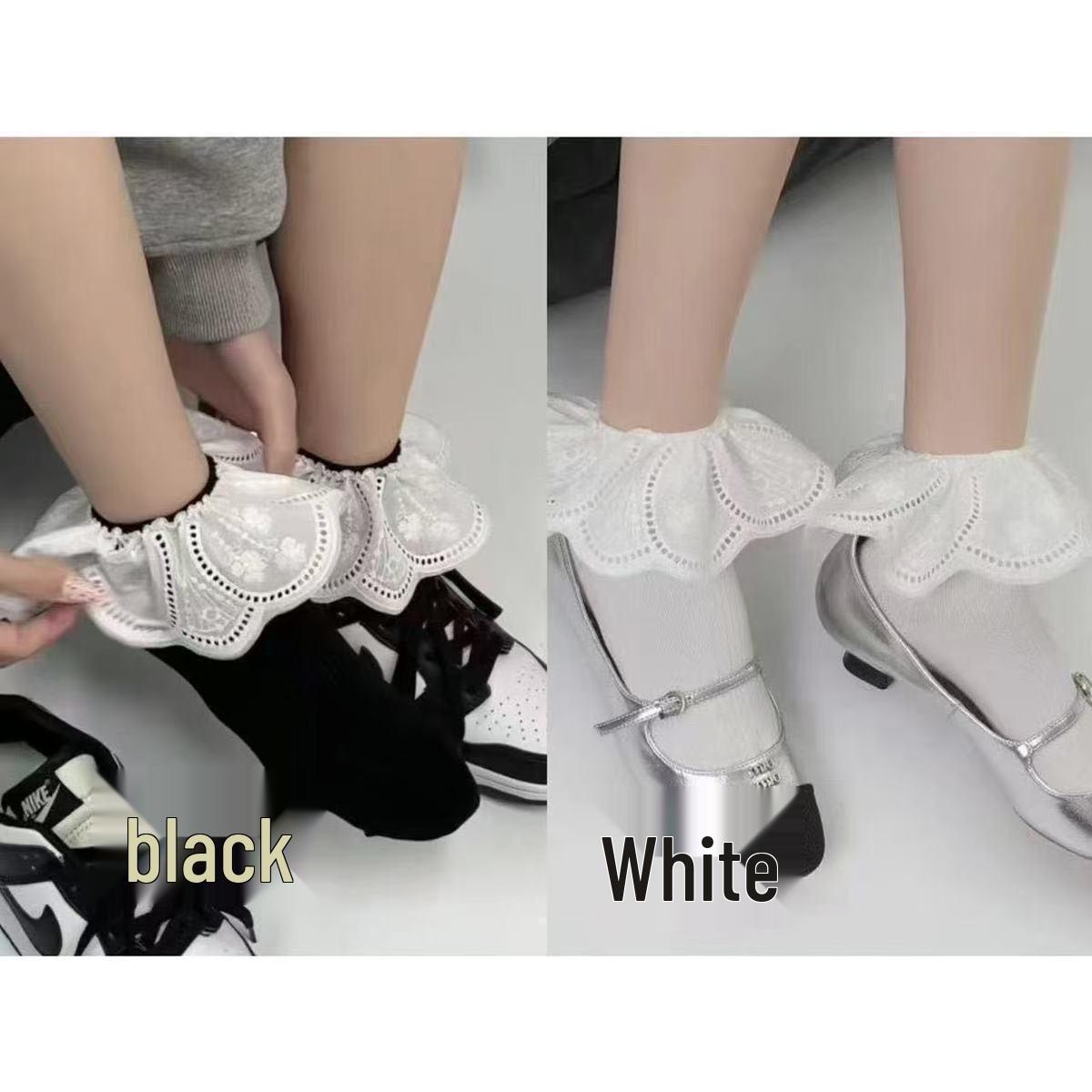 

Spring/Summer White Lace Ruffle Socks: Korean & Japanese Style Mid-Calf Sweet Socks for Women White Socks