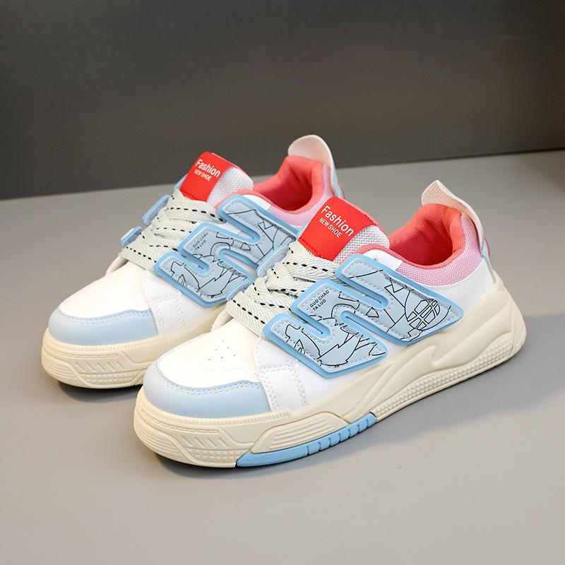 

[Customized] RM1510 new color matching letter women s shoes 2025 spring and autumn Korean version breathable casual board shoes increase height and 40