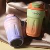 420ml Gradient 316 Stainless Steel Coffee Tumbler, Flip Lid Insulated Travel Mug with Carry Lanyard for Car Office Commute