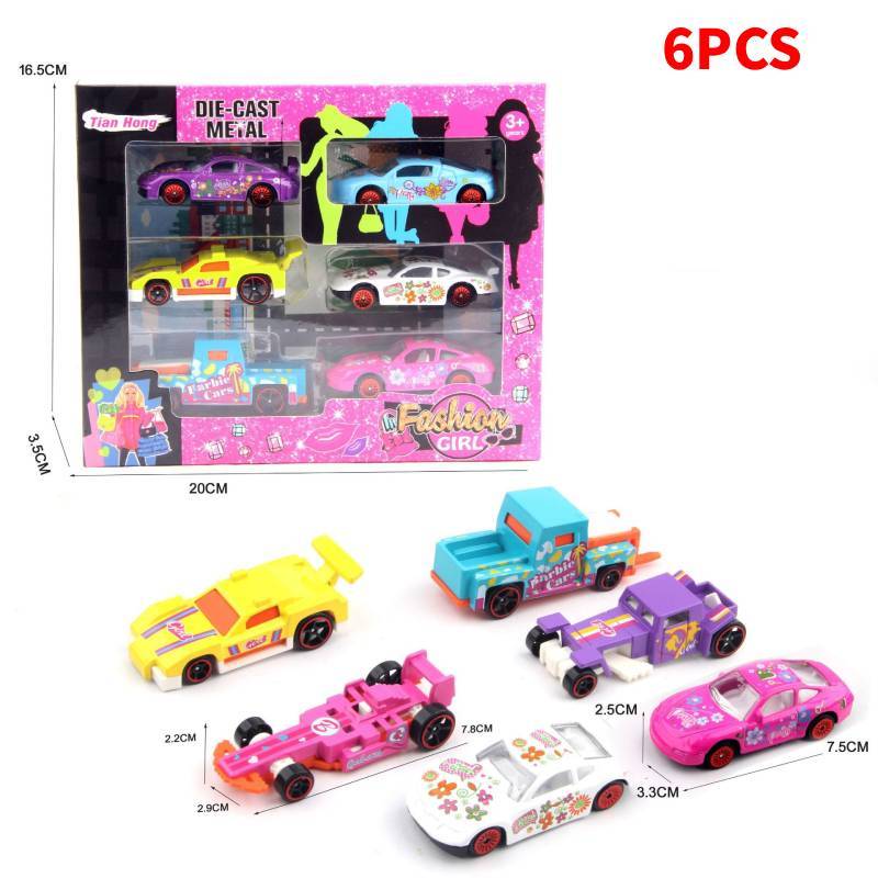 Diy Girl Alloy Travel Rv Set With Inclined Ramp And Trailer For Kids Play