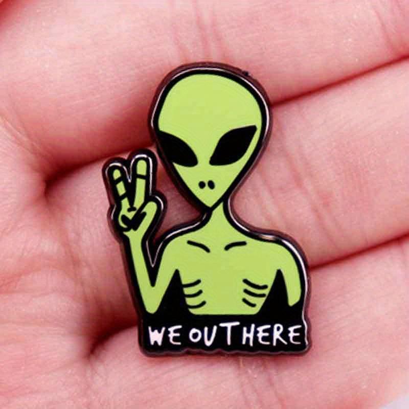 We Ovthere Letter Enamel Alien Brooch Badge Pin Party Accessory