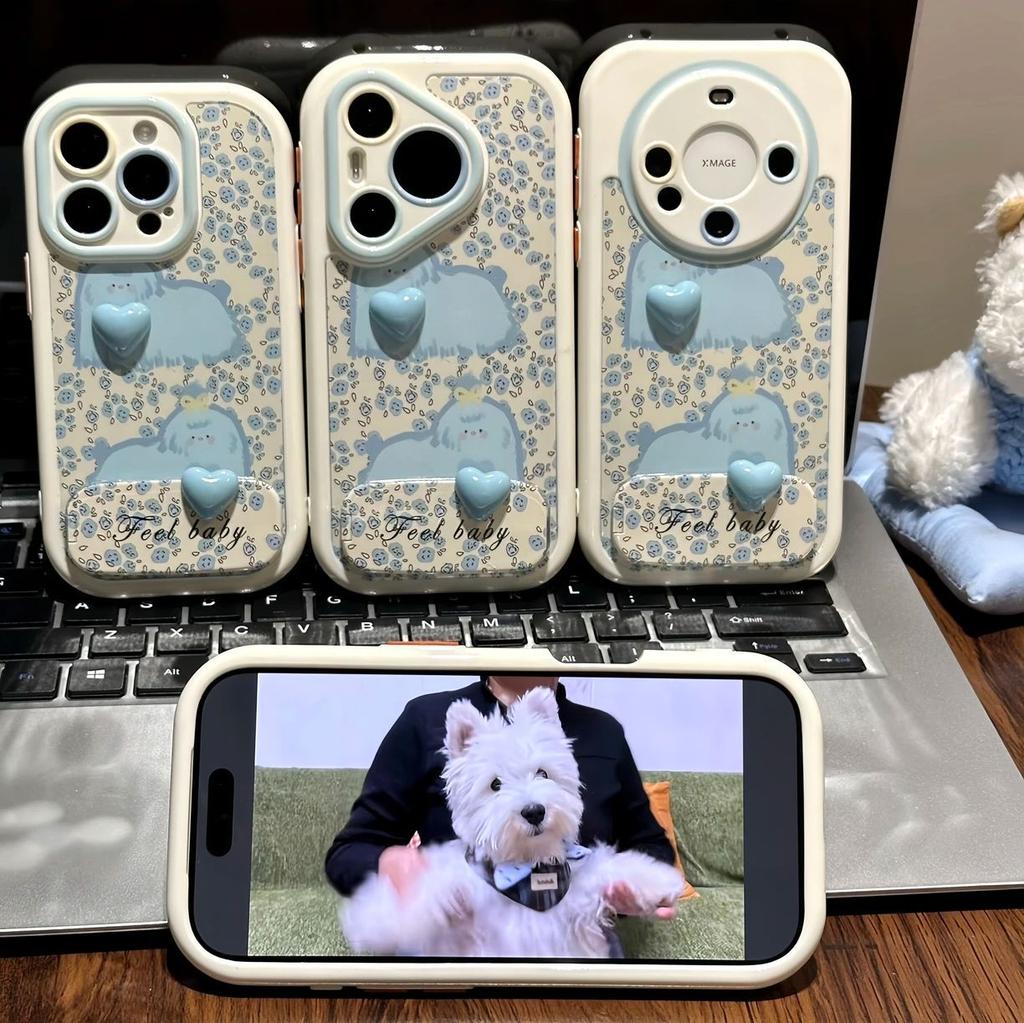 Blue Floral Dog is suitable for VIVOX300PRO/S30 phone cases, Redmi Note14 Pro/K70 phone cases