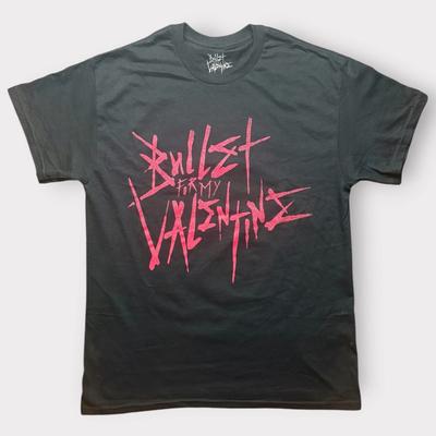 Bullet For My Valentine Band T-Shirt Schwarz Rosa Logo Grafikdruck Herren Medium