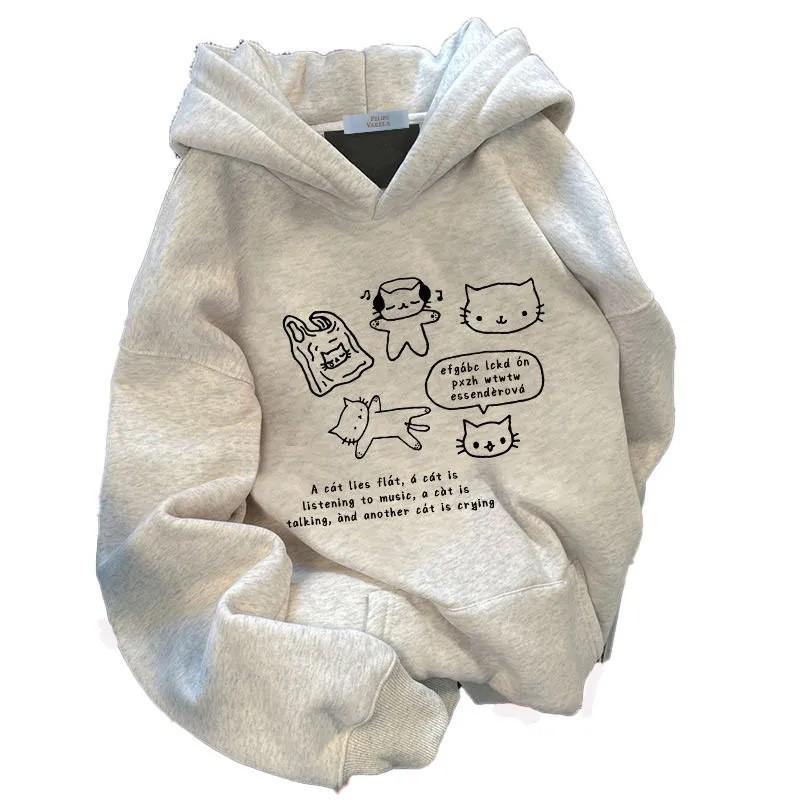 American Cotton Hooded Sweatshirt 2026 Fall Loose Casual Pullover Top