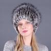 Autumn and Winter Women's Rabbit Fur Cap Casual Warm Ear Protection Knitted Caps