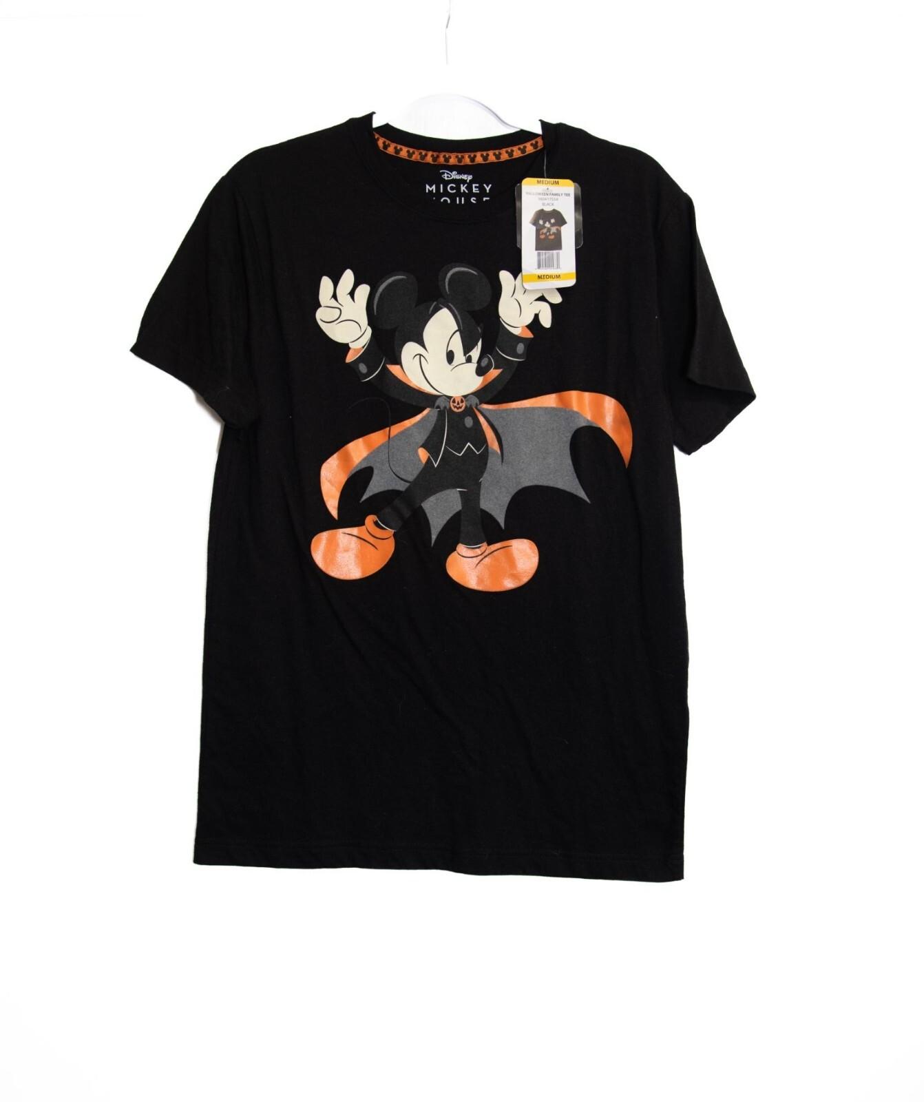 Disney Mickey Mouse Halloween Mens T-Shirt Medium Black Orange Cotton Blend XXXL