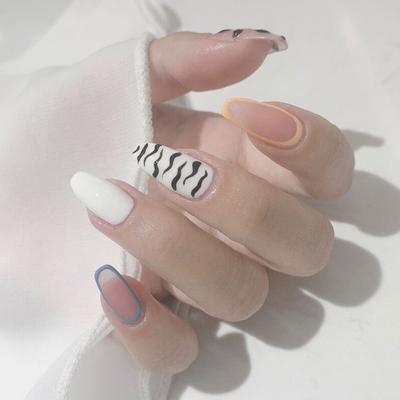 24 unids/set uñas rápidas crema Ballet falso Nials pegatina usable impermeable manicura acabado uñas