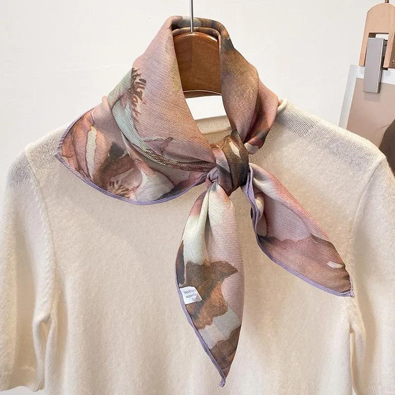 130cm Silk Square Scarf Women Large Shawls Matching Flowers Design Square Bandana Luxury Kerchief Scarf Female Foulards
