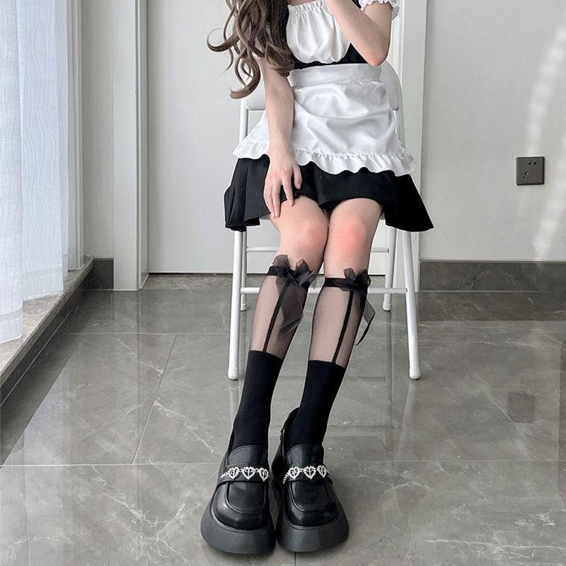 JK Girl Lolita Cosplay Bow Mid-Calf Socks