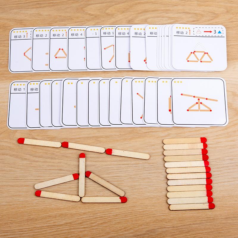 Match Puzzle Game Drevená hračka DIY Matematická geometria Stolná hra Myslenie Matching Logic Training Detské vzdelávacie hračky