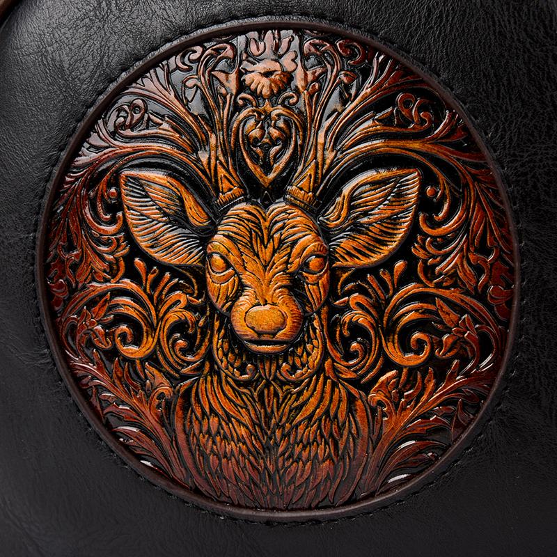 Exquisite Hand-Tooled PU Bag with Deer Design – Vintage-Inspired Crossbody and Top-Handle Bag for Women