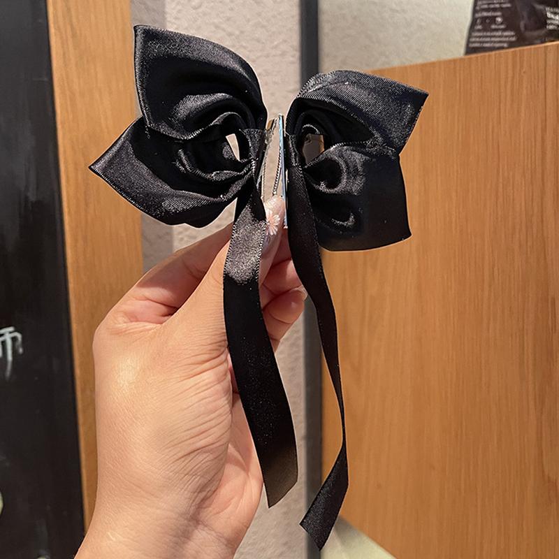 

2Pcs Black White Ribbon Hair Clips Vintage Bowknot Side Hairpin Cute Girl Barrettes Headdress Hair Accessories For Women чёрный