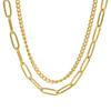 European & American Street Style Retro Titanium Steel Men's Spliced Double Layer Necklace