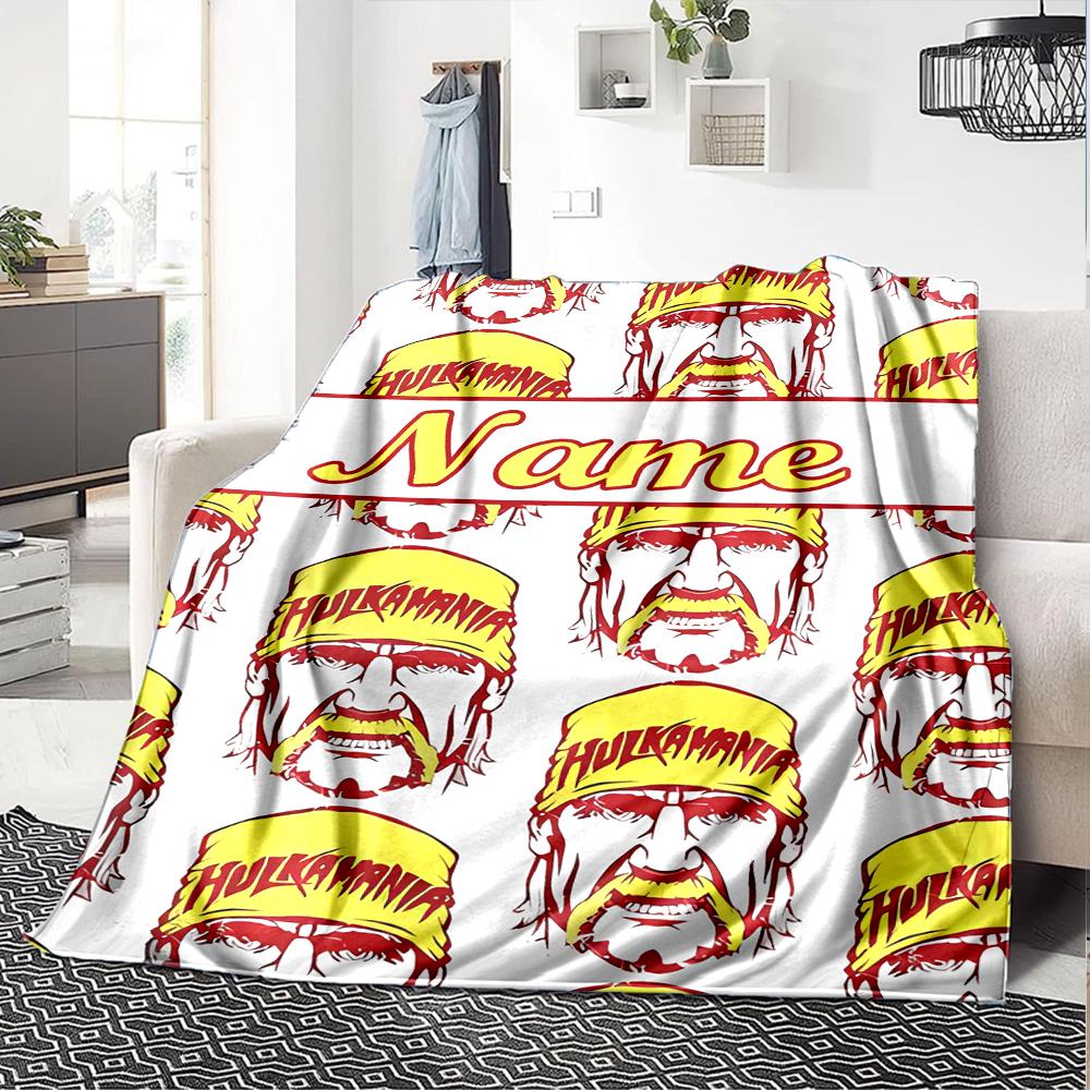 Customiz Name Personality Hulk Hogan Blanket Soft &Warm Sofa Office Bed Travel Lunch Break Blanket, Gift Suitable All Seasons