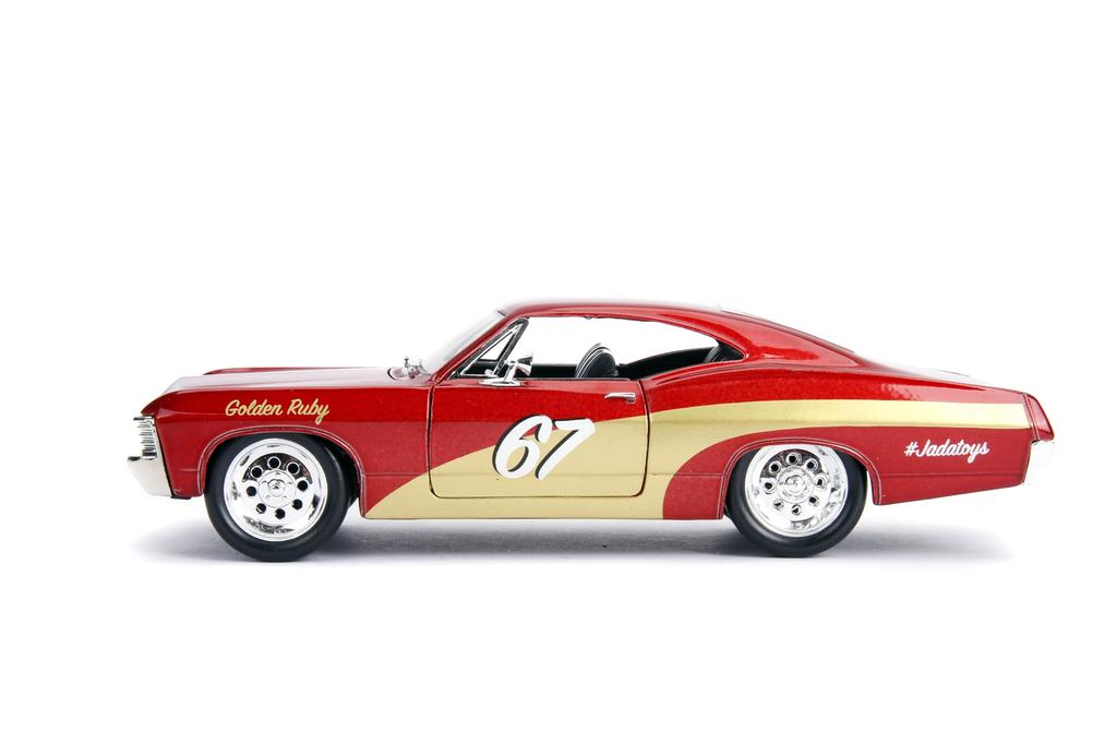 Jada 1967 Chevrolet Impala SS Golden Ruby Red with Gold Stripes Bigtime Muscle Diecast Car 30529 1/24