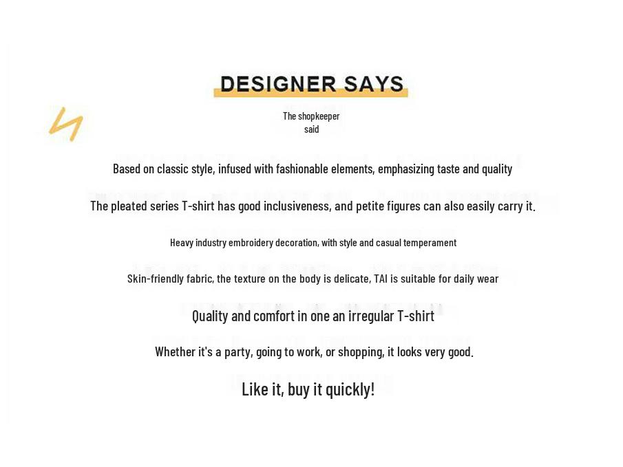 Slimming Irregular Summer 2024 Women's T-shirt: Trendy Foreign Style Short Sleeve Design