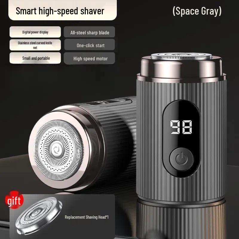 Rechargeable Portable Mini Shaver with LED Display - Steel Cannon Beard Trimmer