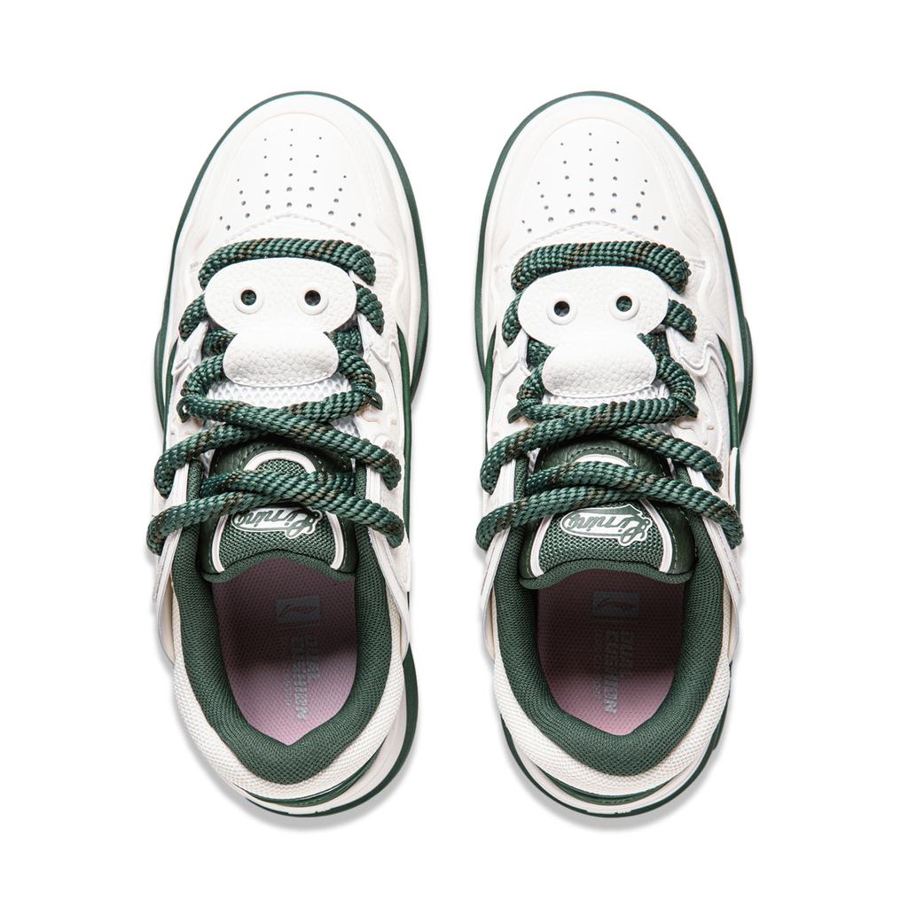 Li Ning Journey 2.0 Bouncy Shoes Thick Sole Height Increasing Cushioning Versatile Low Top Sneakers Men sneakers White Green AGCU091-2