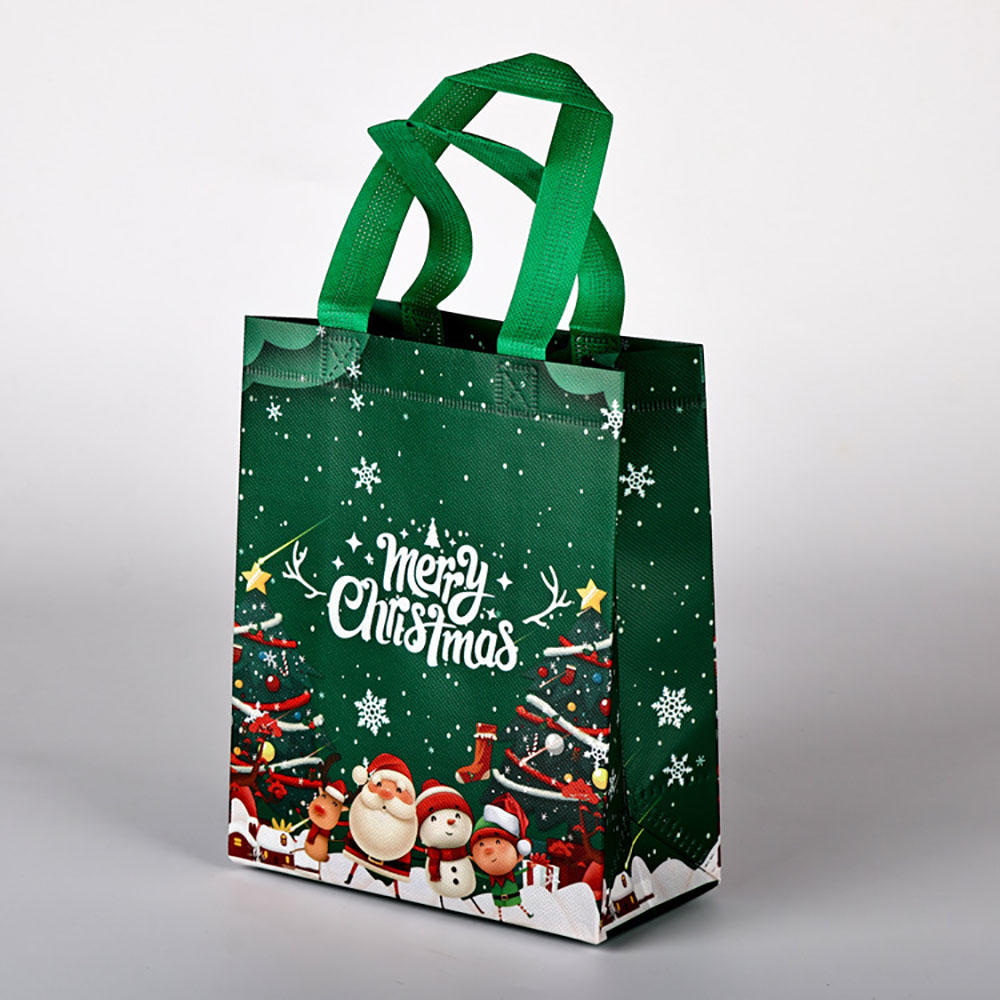

Christmas Gift Bag Non-Woven Candy Gift Packaging Non-Woven Holiday Bag Printed Snowman Tote Bag For New Year Christmas Gift