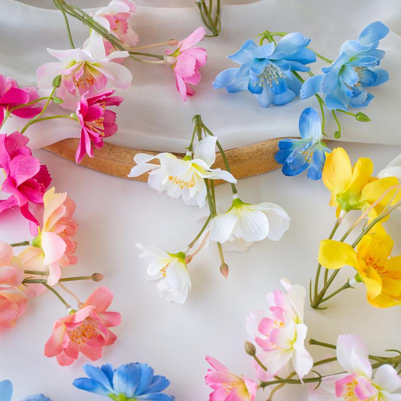 10Pcs Artificial Flowers Silk Jasmine Scrapbooking Wedding Outdoor YardGarden Home Room Decor Festival Wreath Bridal Accessories