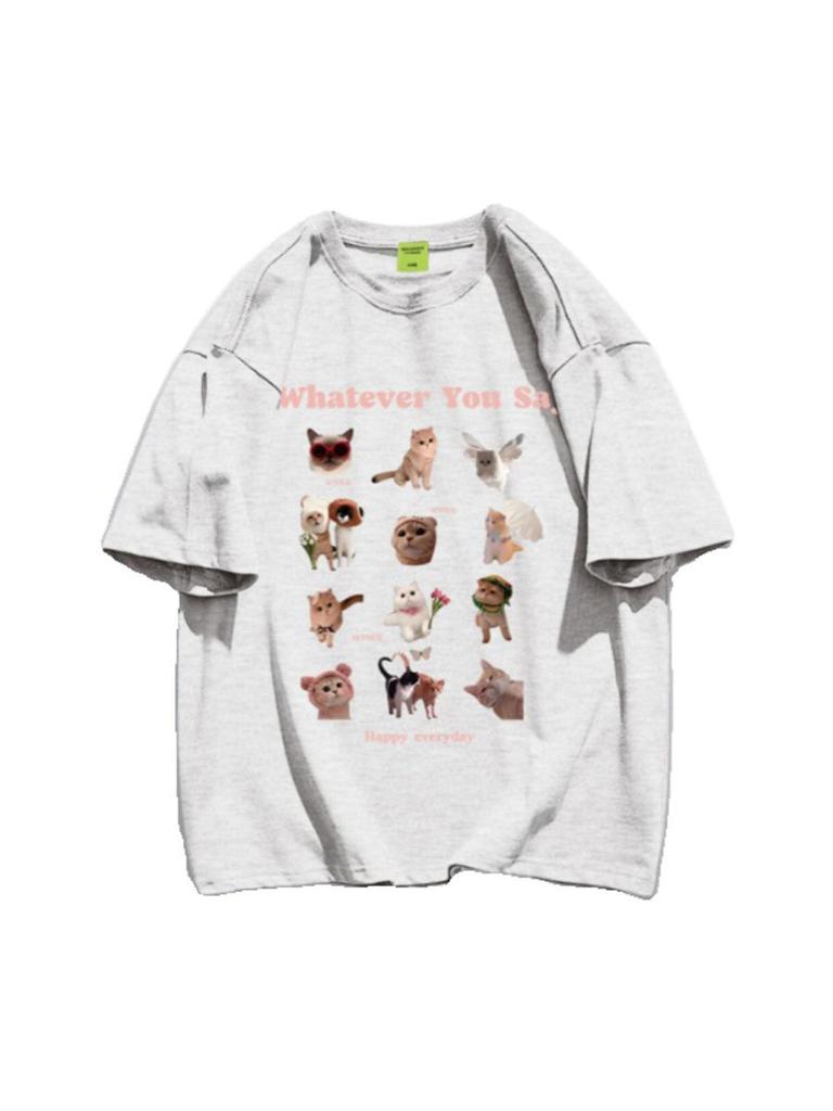 Plus Size Cotton Cartoon T-Shirt - Women's Trendy Short Sleeve Straight Shoulder Top