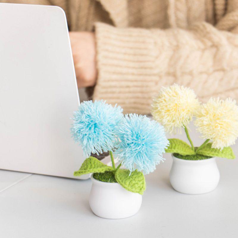 Cute Simulated Flower Potted Plant Crochet Flower Ornament