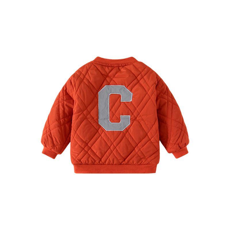 V Neck Letters Thickened Zip-up Shirt Coat Winter Children's Clothing