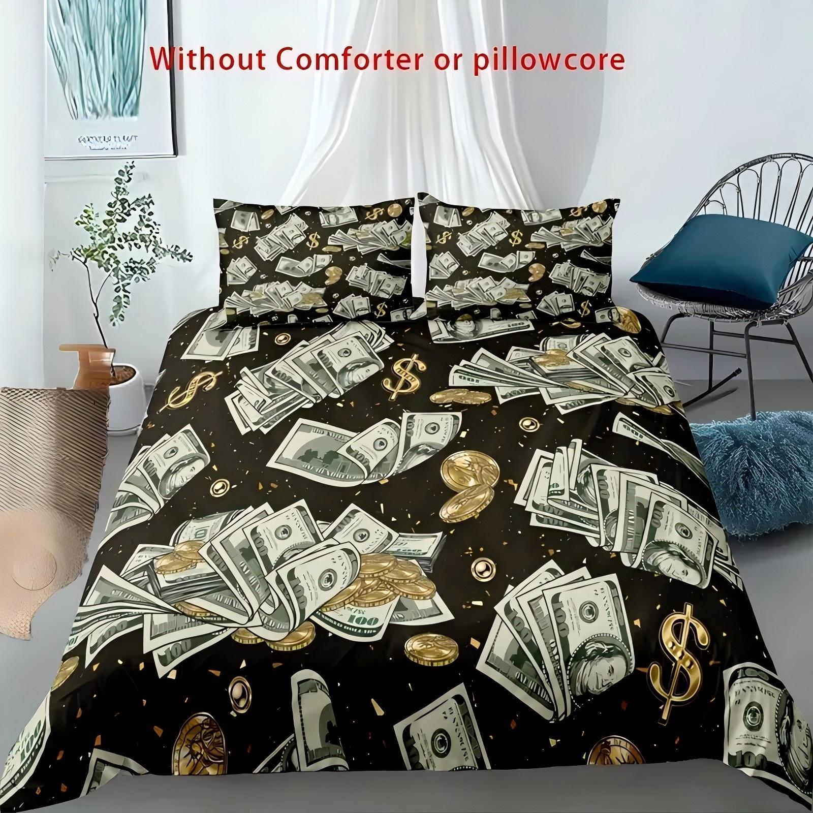 

Luxury Us Dollar Banknotes 3D Print Bedding Cover Pillowcase Franklin Portrait Style Quilt Cover Home Textiles Duvet Cover Sets 160x220cm 3pcs