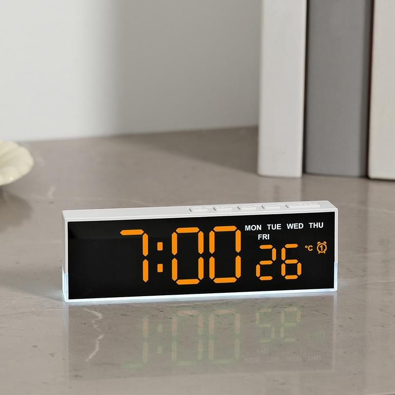 LED Digital Alarm Clock Temperature Week 2 Alarms Ambient Light Brightness Adjustment Bedside Electronic Table Clock USB Powered