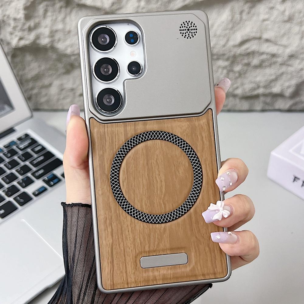 

Frameless Wood Grain For Magsafe Magnetic Case For Samsung S25 Ultra S24 FE S23 S22 Plus Thin Protection Shockproof PC Cover Galaxy S22 Ultra 5G