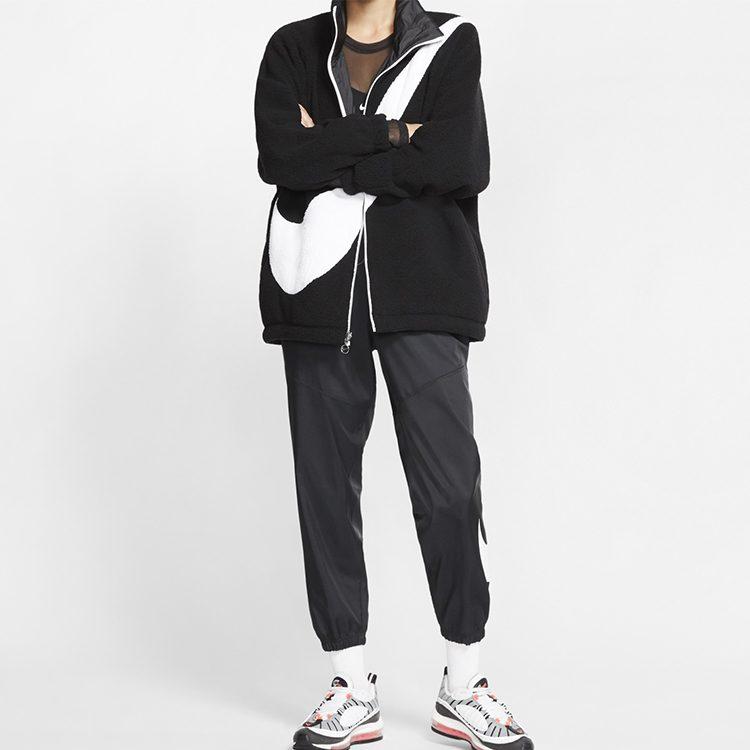Nike Large Logo Sherpa Reversible Fleece Lined Velvet Feel Coat US Version Women's Black CI8937-010