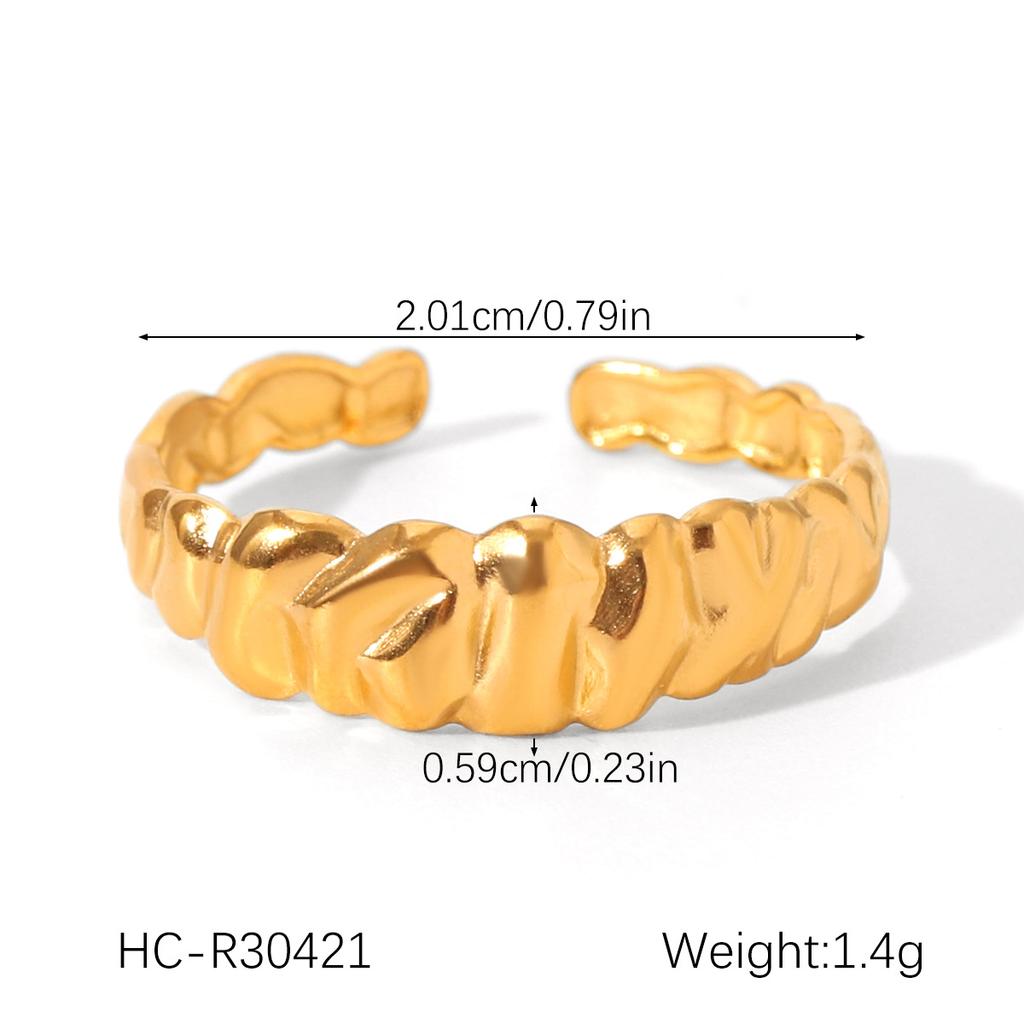 Stainless Steel Irregular Baroque Ring Fashionable Versatile Band 18K Gold Non-fading Titanium Steel Jewelry