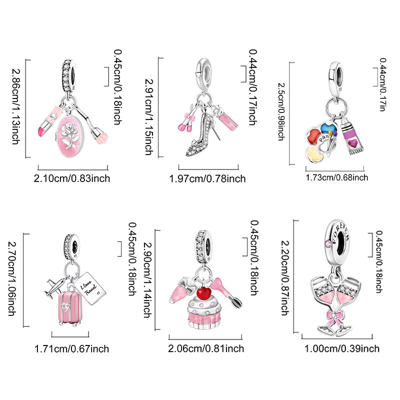 Copper High Heels Cake Pink Series Charms Beads Fit Diy Bracelet Necklace Making Gift Of High Quality Fine Jewelry