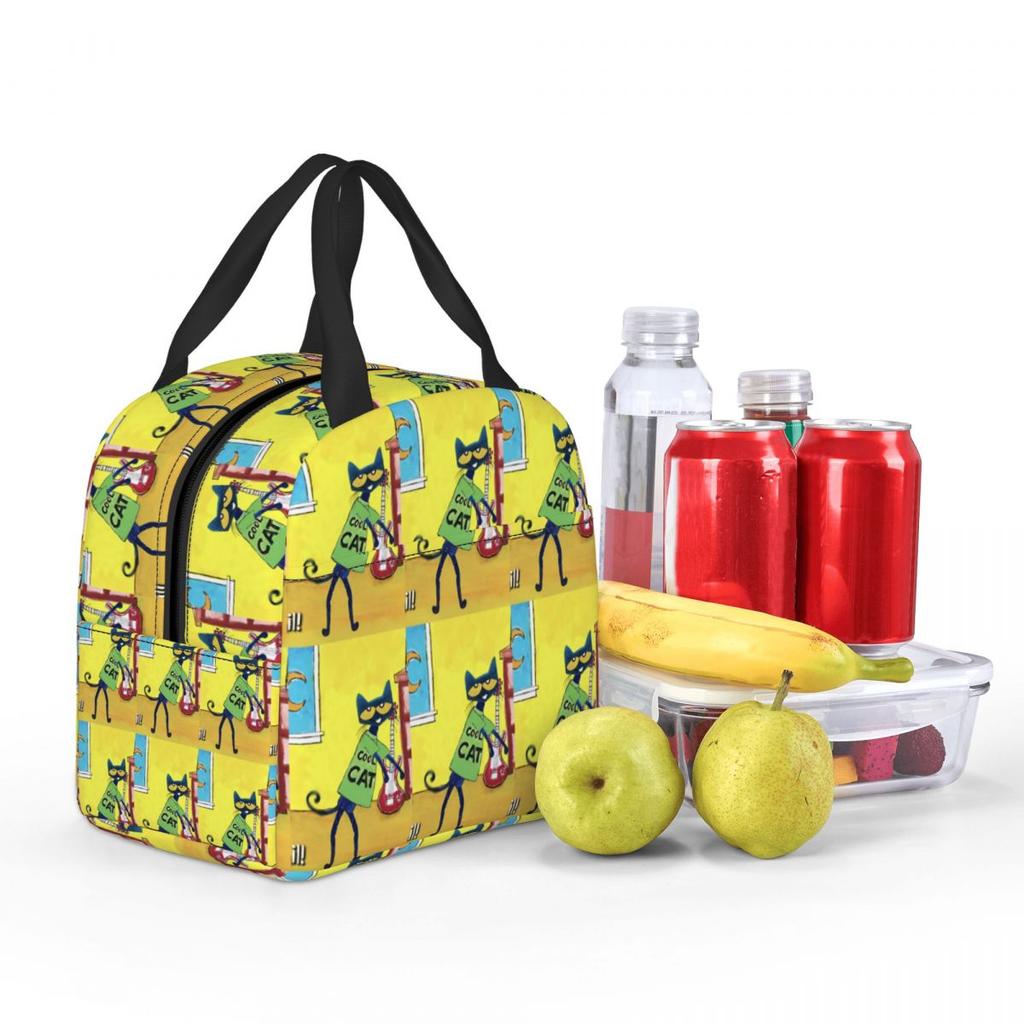 Pete The Cat Insulated Lunch Bag for Kids School Cooler Thermal Food Box Tote Leakproof Lunch Boxes Container