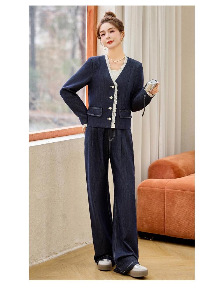 2025 Spring Fashion: Chic Cardigan and Wide-Leg Pants Set for a Youthful Look - AH2650