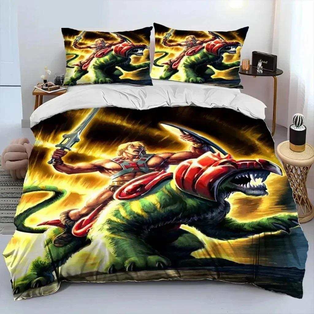He Man The Masters Of The Universe Bettwäsche-Set für Jungen und Mädchen, Twin Queen Size, Bettbezug, Kissenbezug, Bett, Kinder, Erwachsene