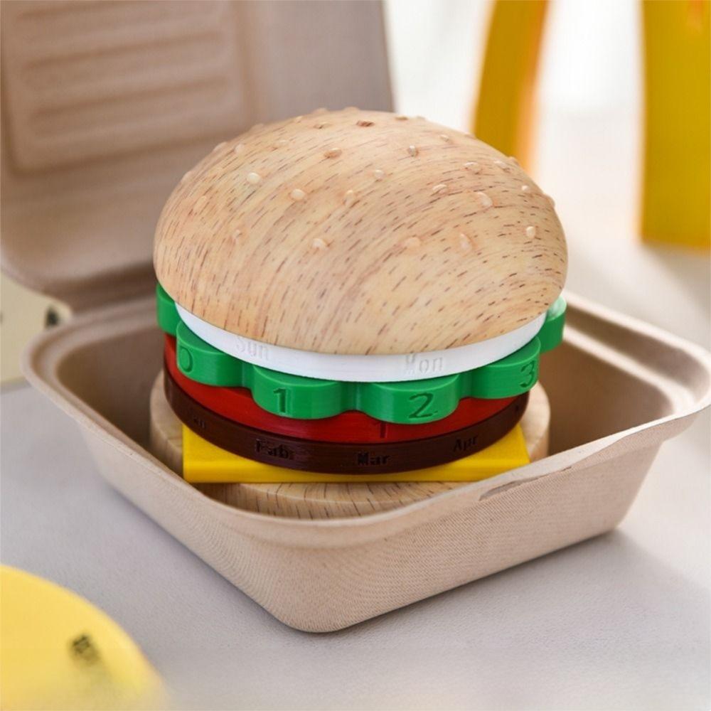 Reusable Rotating Desk Calendar Non-slip Bottom Fun Burger Table Ornament  Desk Decoration