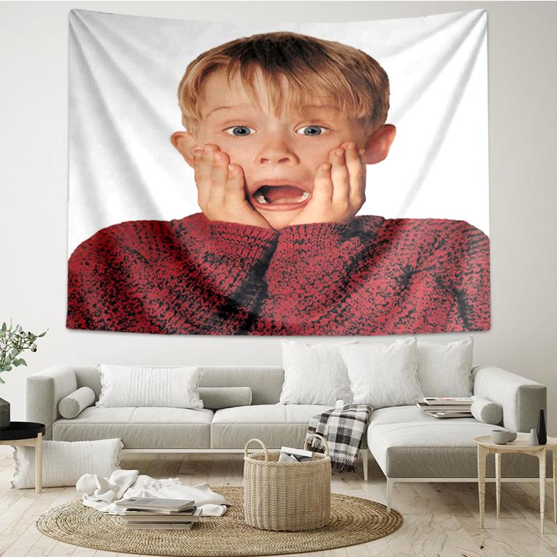 Home Alone Print Tapestry, Backdrop, Easy Setup, Ideal for Bedroom, Office & Living Room, with Aesthetic Wall Hanging Decor.