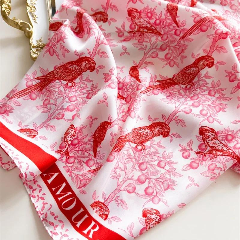 Yellow Lemon Print Silk Scarf 70x70cm Women Square Headban