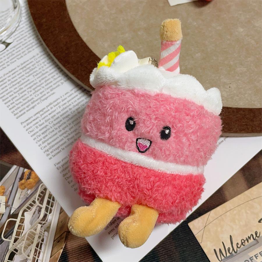 Adorable Plush Food Keychain Set: Cake, Hamburger, French Fries, Croissant, Baguette Dolls