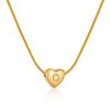 Plated Gold 18k Stainless Steel Heartshaped Alphabet Pendant Necklace For Women Fashionable And Versatile Snake Bone Lett Chain