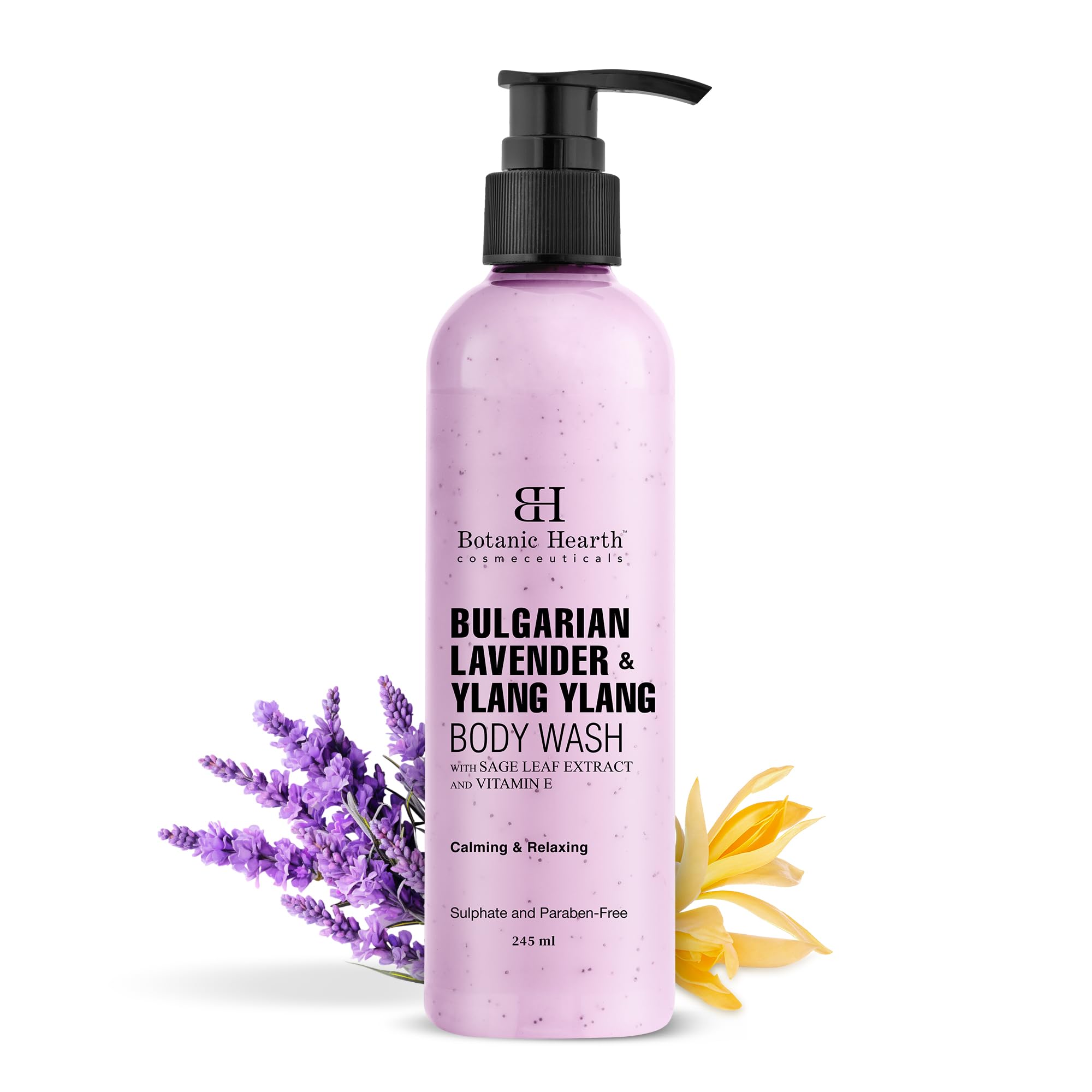 Botanic Hearth Bulgarian Lavender Body Wash with Ylang Ylang, Vitamin E & Sage Leaf | Calming Body Wash Shower Gel for Women and Men | Sulphate & Para