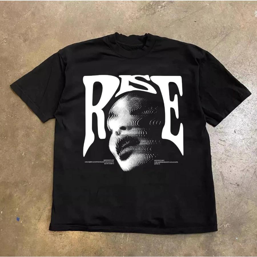 American T-Shirt Oversized Distorted Portrait Print  Women s Black T-Shirt S разноцветный